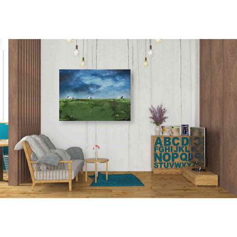 Image of 'Distant Hillside Sheep by Night' by Bluebird Barn, Canvas Wall Art,34 x 26