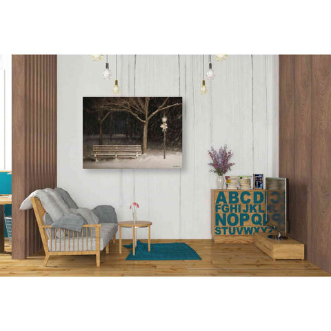 Image of 'Snowy Bench' by Lori Deiter, Canvas Wall Art,34 x 26