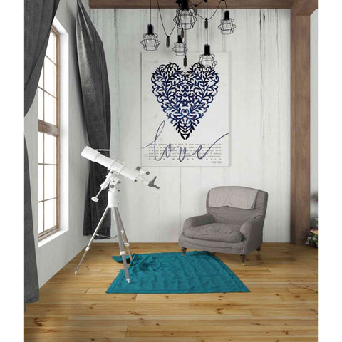 Image of 'Love Never Fails in Navy' by Cindy Jacobs, Canvas Wall Art,26 x 34