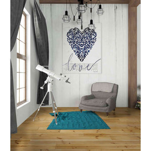 'Love Never Fails in Navy' by Cindy Jacobs, Canvas Wall Art,26 x 34