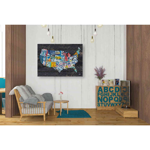 Image of 'USA License Plate Map' by Britt Hallowell, Canvas Wall Art,34 x 26