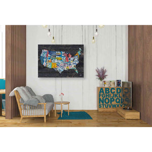 'USA License Plate Map' by Britt Hallowell, Canvas Wall Art,34 x 26