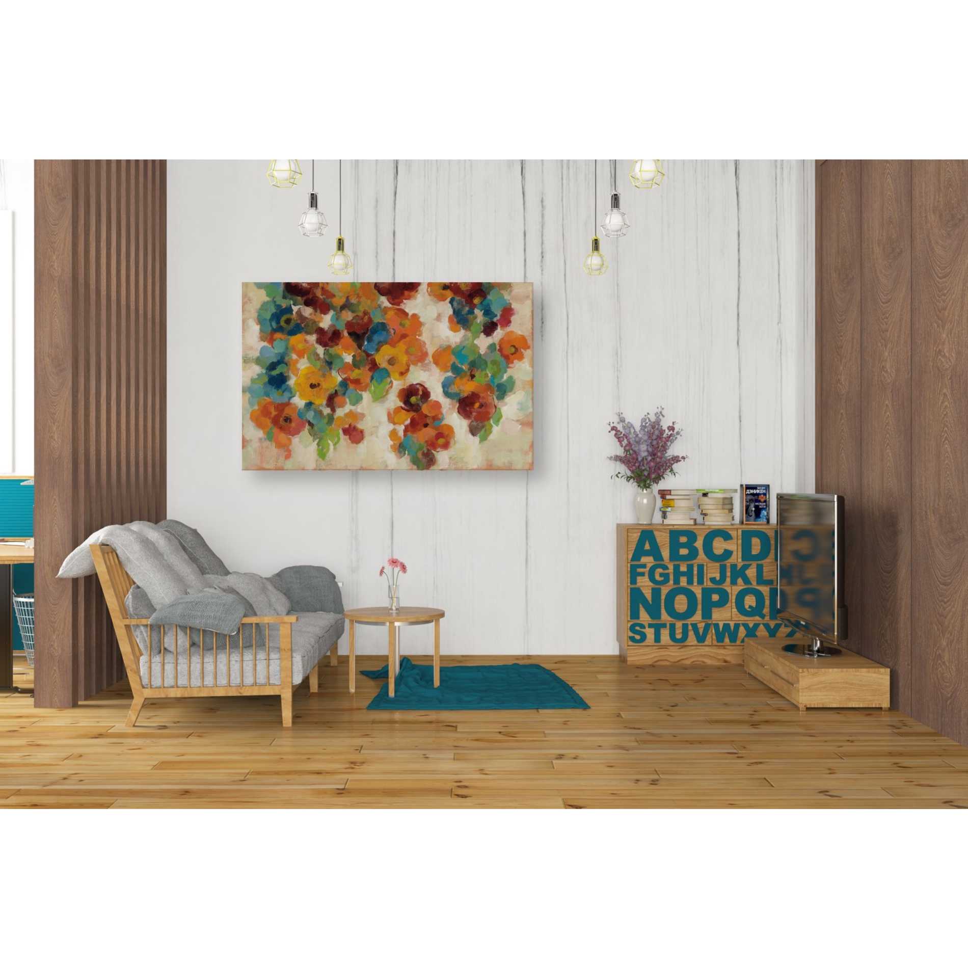 "Spice and Turquoise Florals" by Silvia Vassileva, Canvas Wall Art,40 x 26