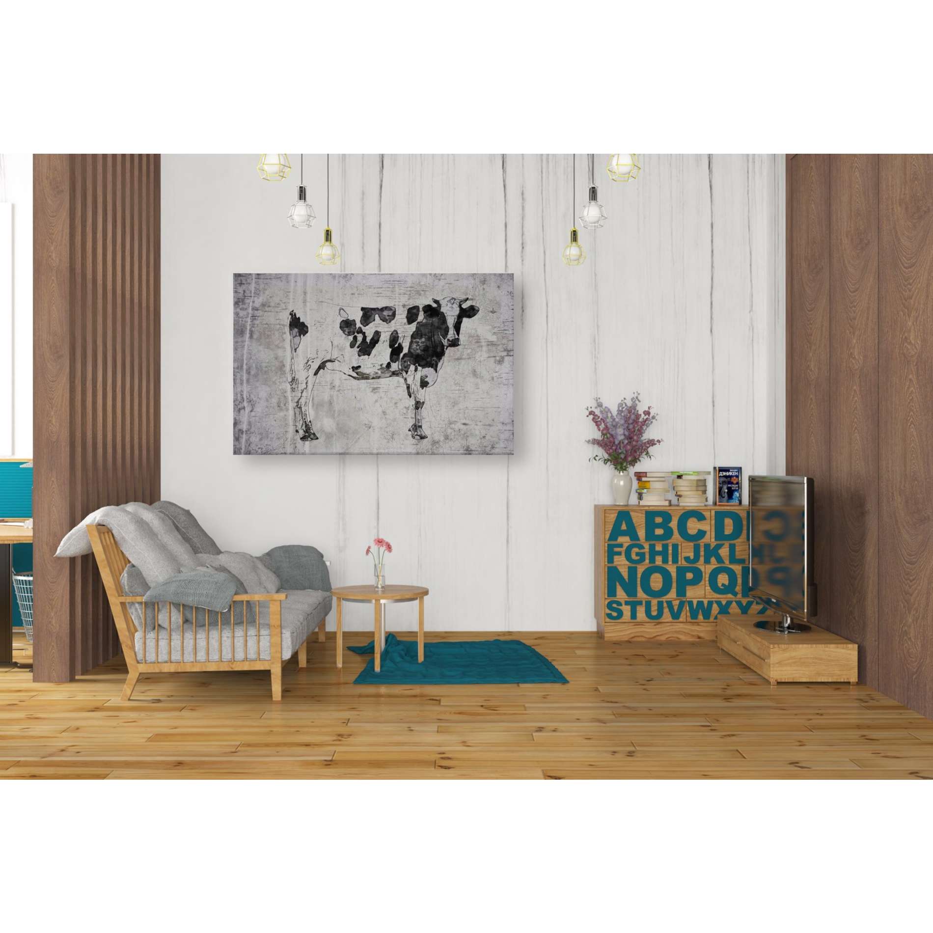 'Rustic Cow' by Irena Orlov, Canvas Wall Art,40 x 26