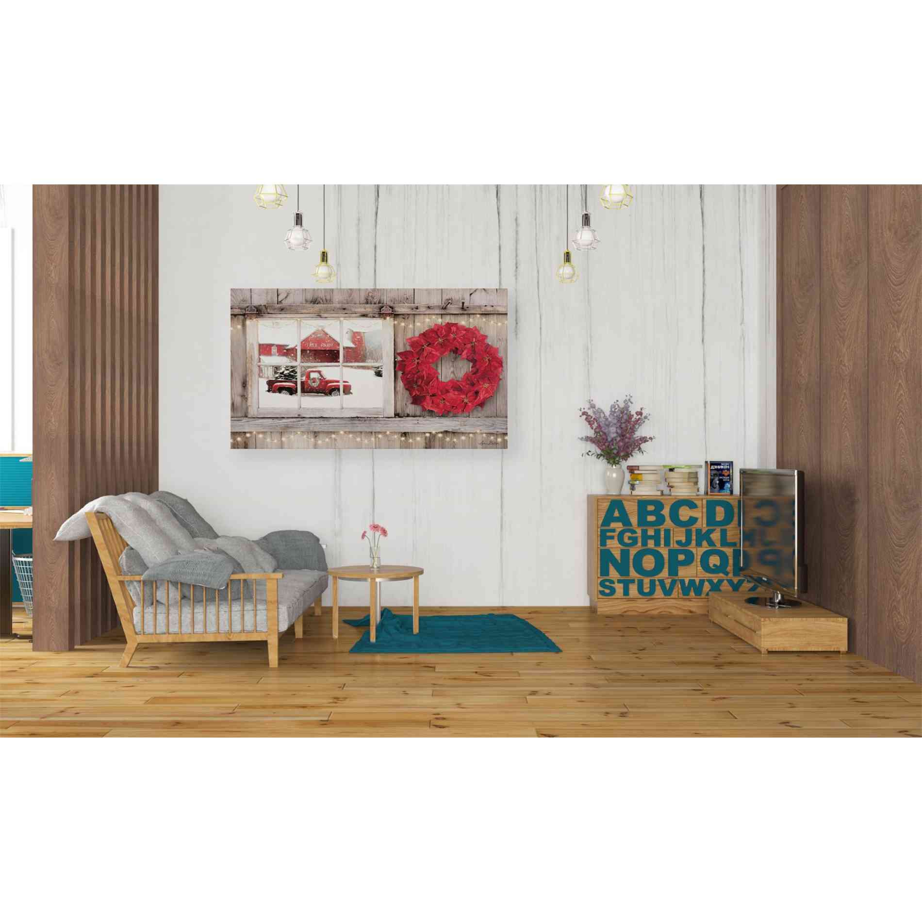 'Poinsettia Wreath Window View' by Lori Deiter, Canvas Wall Art,40 x 26