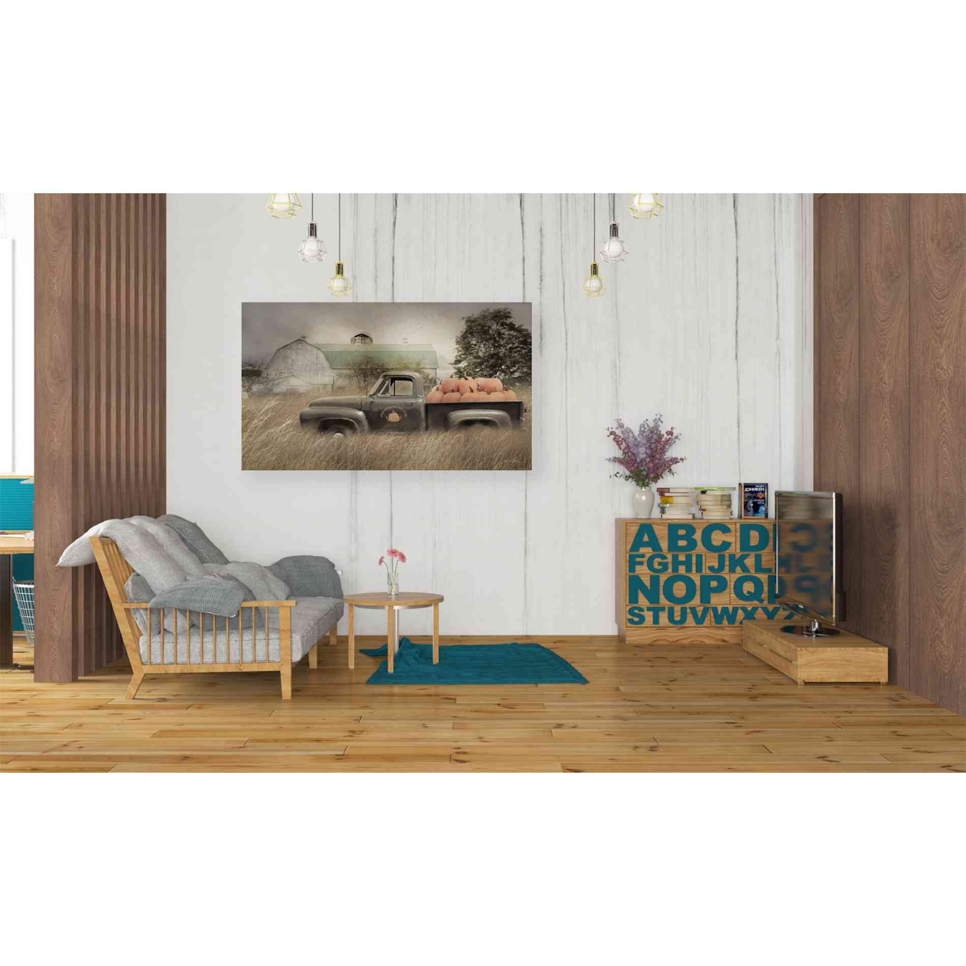 'Happy Harvest Truck' by Lori Deiter, Canvas Wall Art,40 x 26