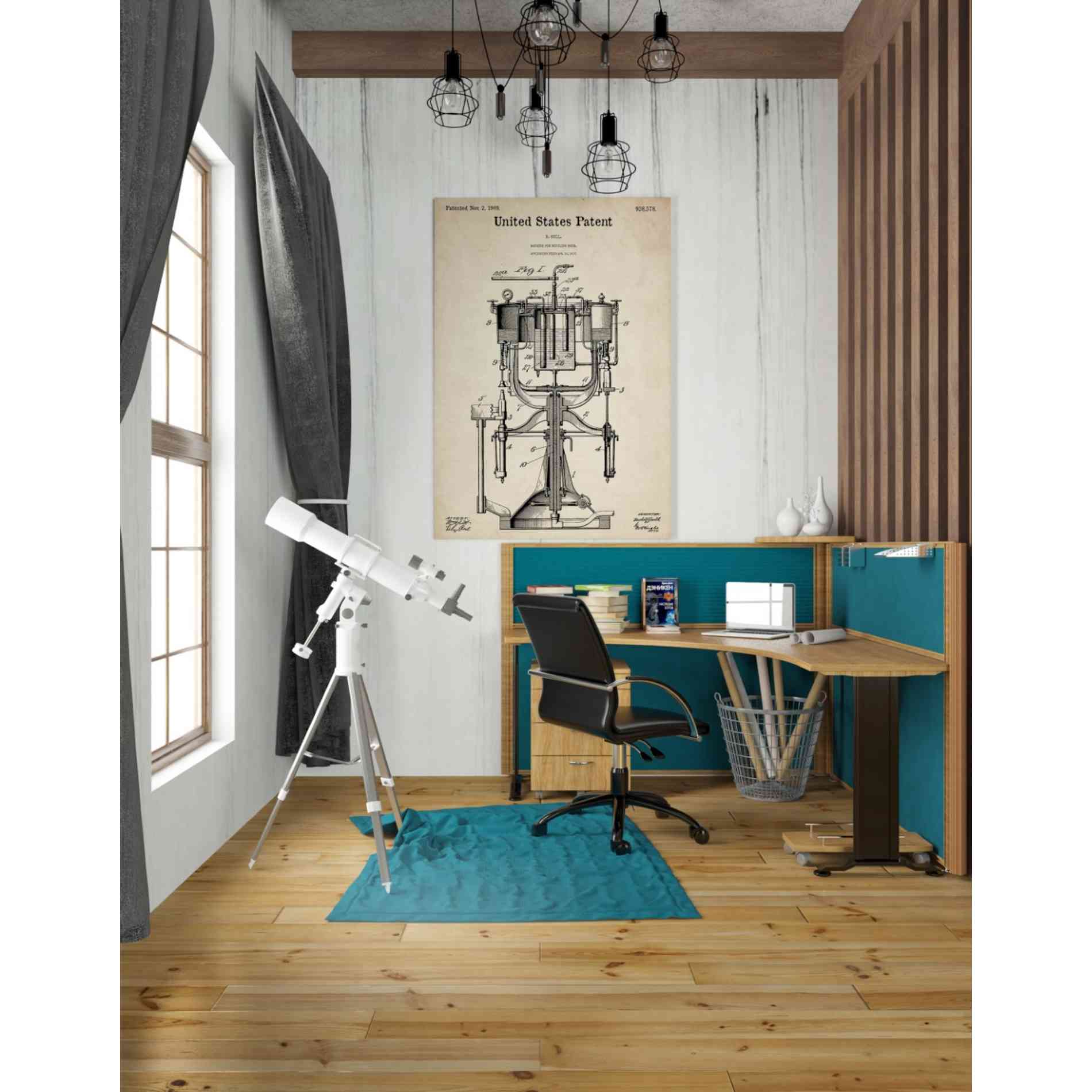 'Beer Bottling Machine Blueprint Patent Parchment' Canvas Wall Art,26 x 40