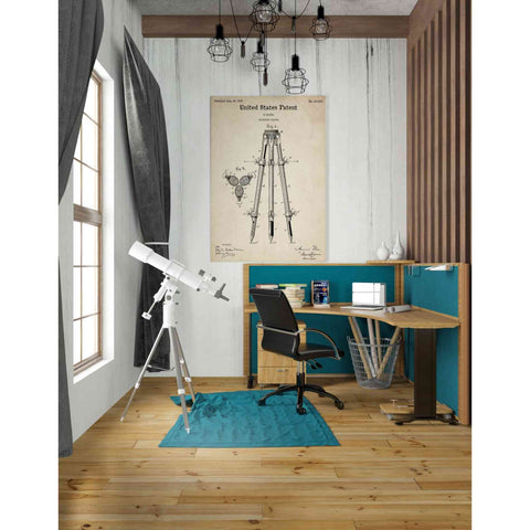 Image of 'Camera Tripod Blueprint Patent Parchment' Canvas Wall Art,26 x 40