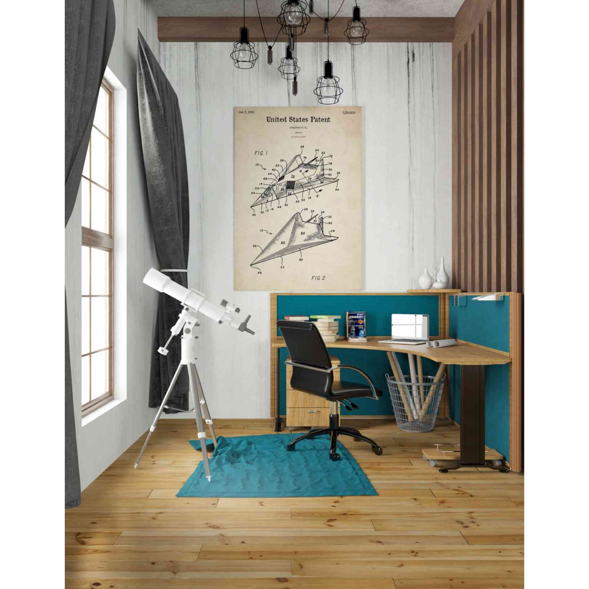 'F-117 Nighthawk Stealth Fighter Blueprint Patent Parchment' Canvas Wall Art,26 x 40