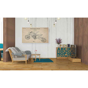 'Motocycle Blueprint Patent Parchment' Canvas Wall Art,40 x 26
