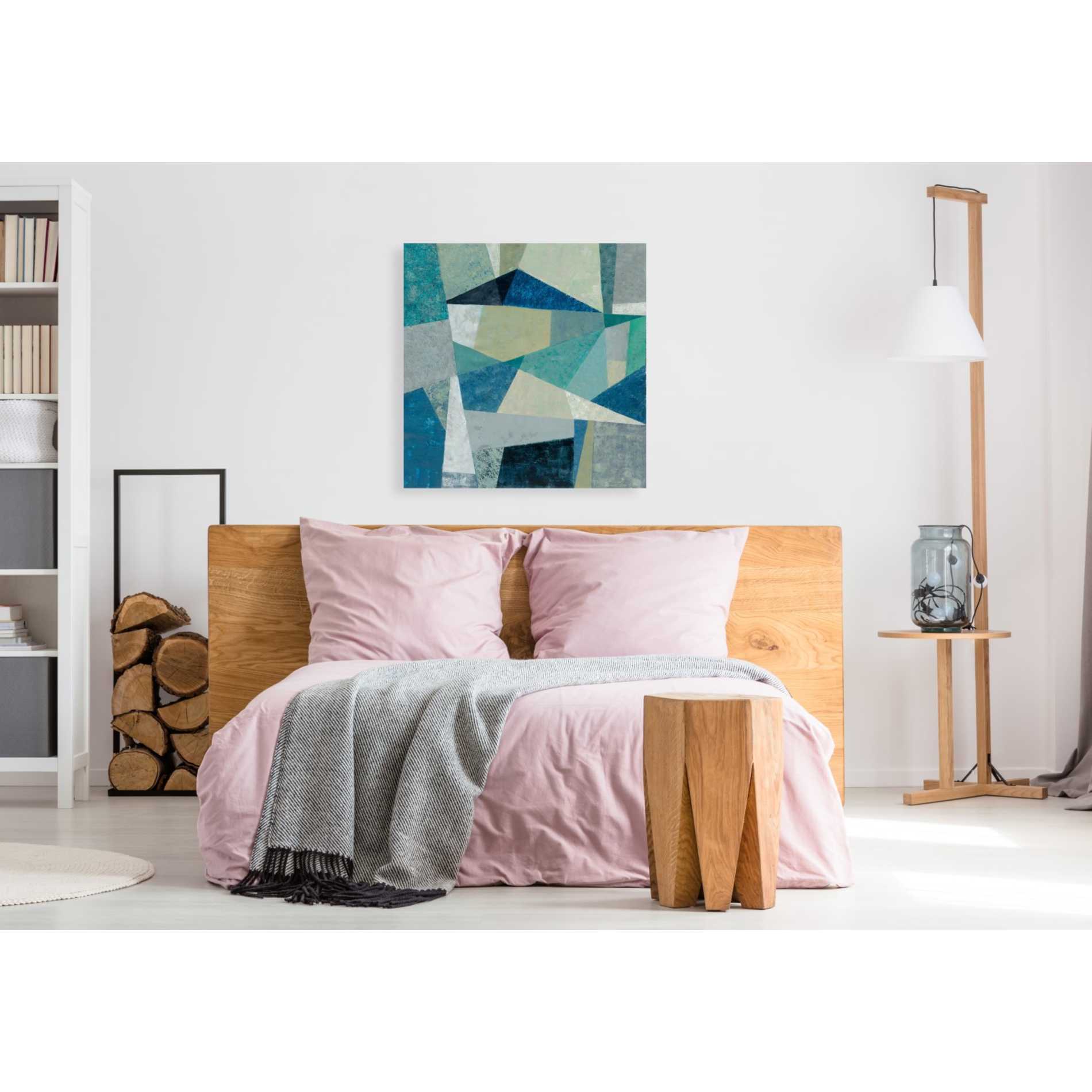 'Indigo Geo Metric' by Silvia Vassileva, Canvas Wall Art,37 x 37