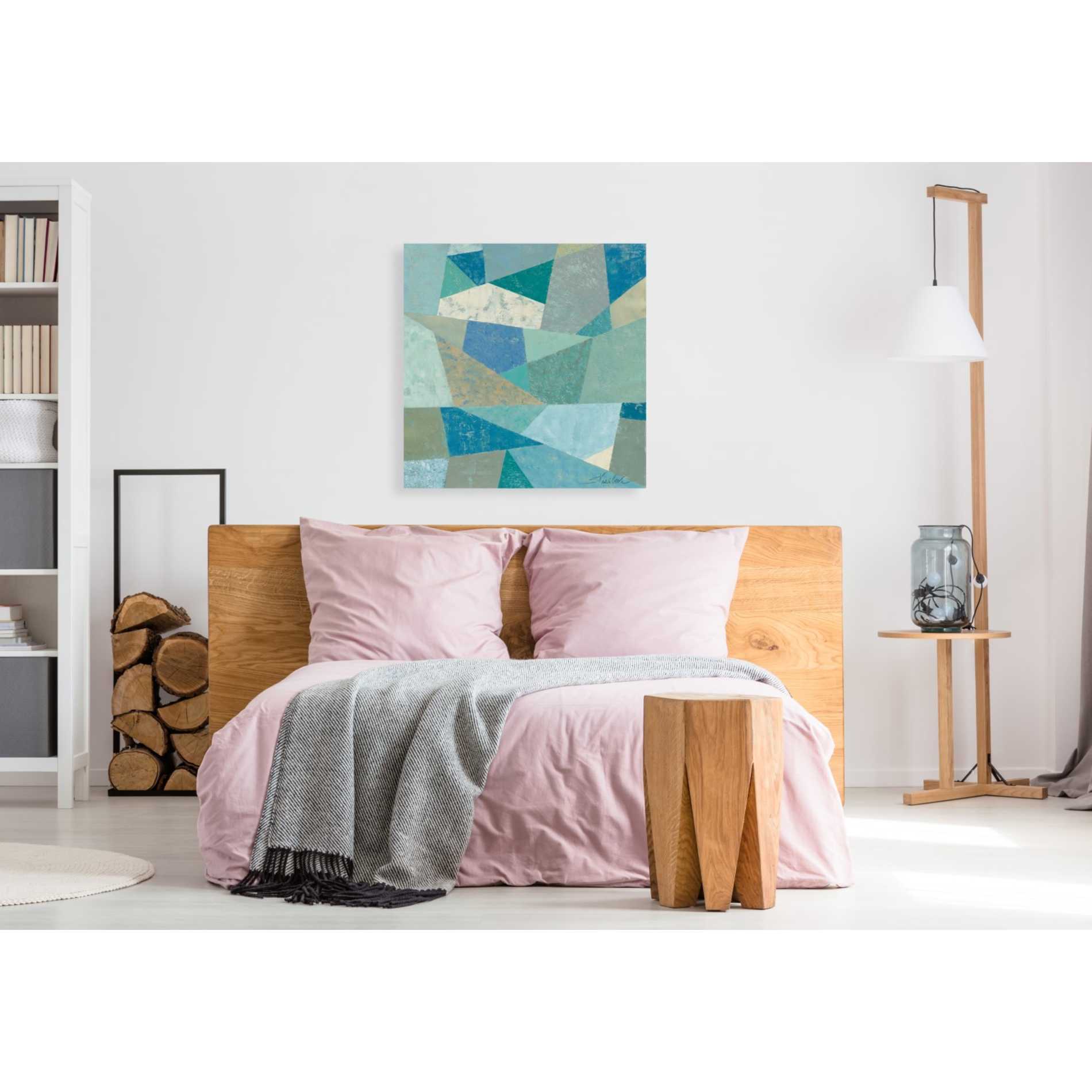 'Teal Geo Metric' by Silvia Vassileva, Canvas Wall Art,37 x 37