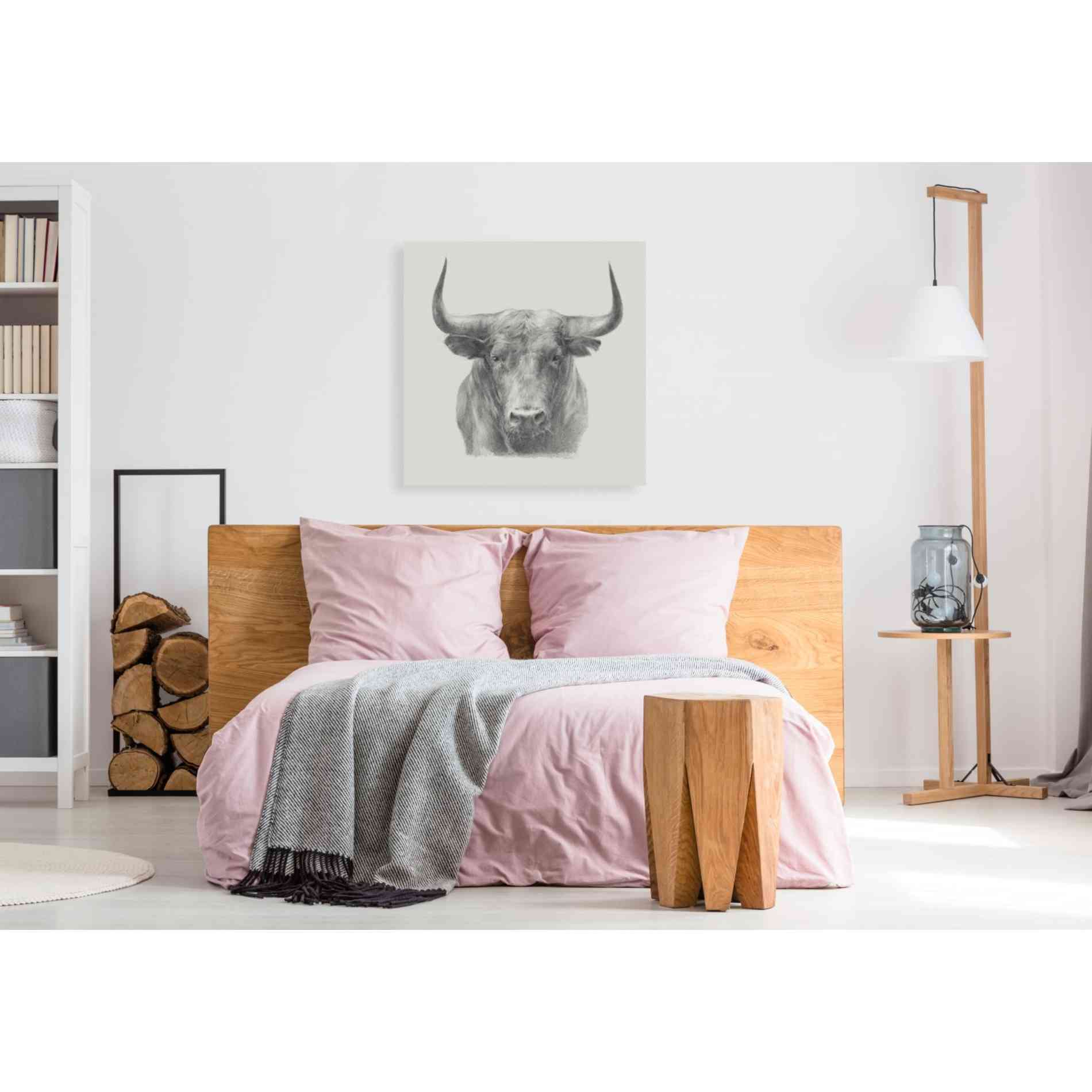 'Black Bull' by Ethan Harper, Canvas Wall Art,37 x 37