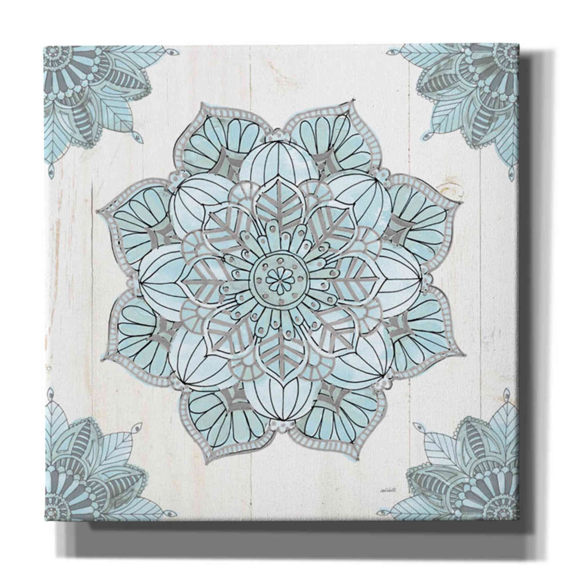 'Mandala Morning V Blue and Gray' by Anne Tavoletti, Canvas Wall Art,37 x 37