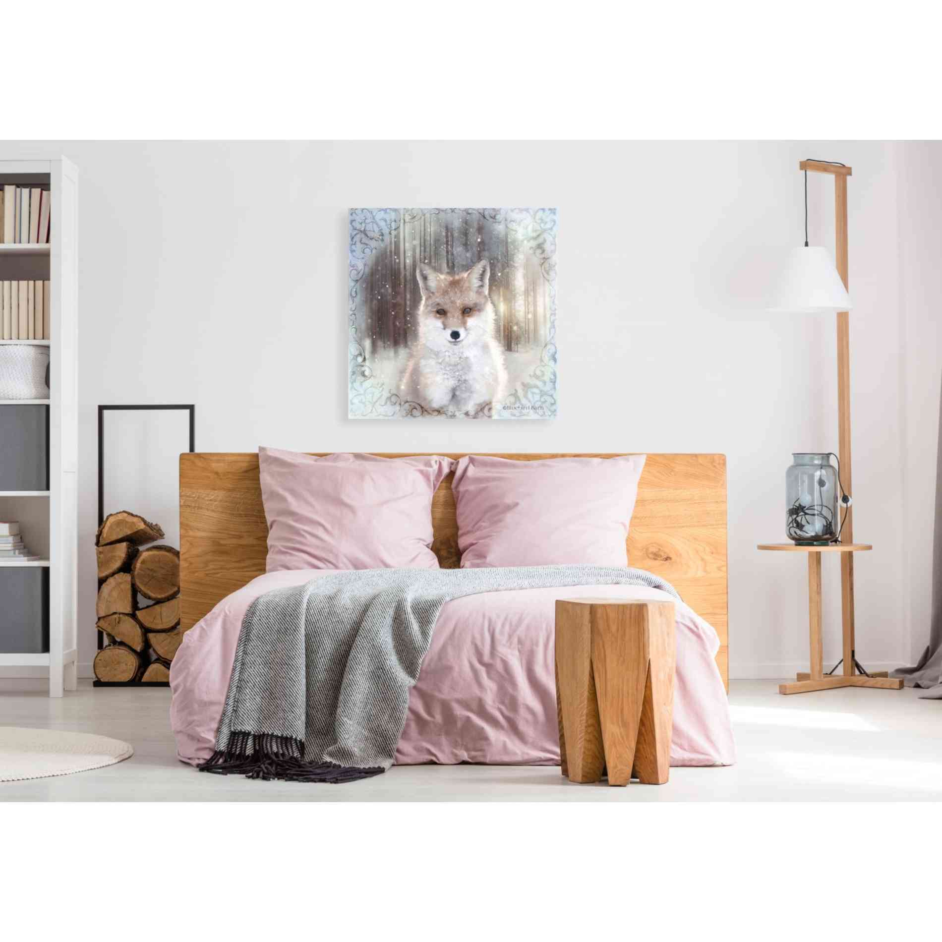 'Enchanted Winter Fox' by Bluebird Barn, Canvas Wall Art,37 x 37