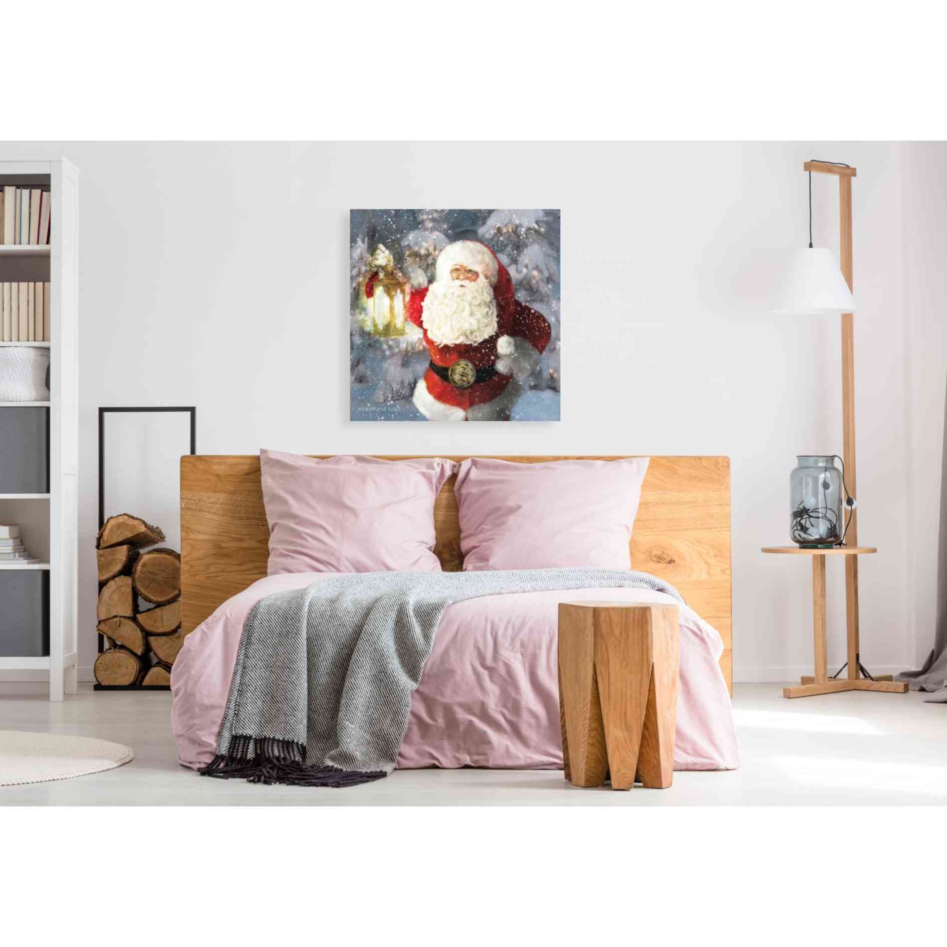 'Light the Way Santa' by Bluebird Barn, Canvas Wall Art,37 x 37