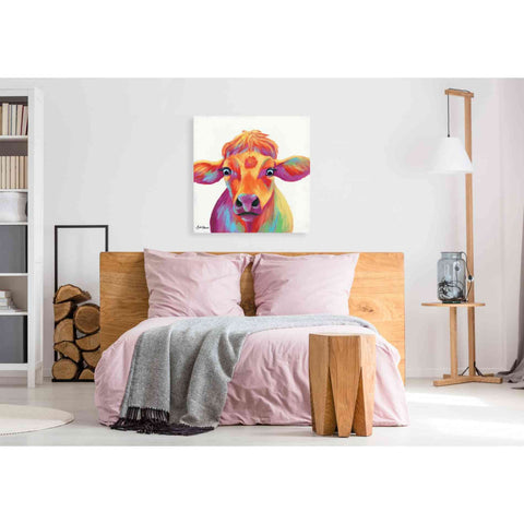 Image of 'Cheery Cow' by Britt Hallowell, Canvas Wall Art,37 x 37
