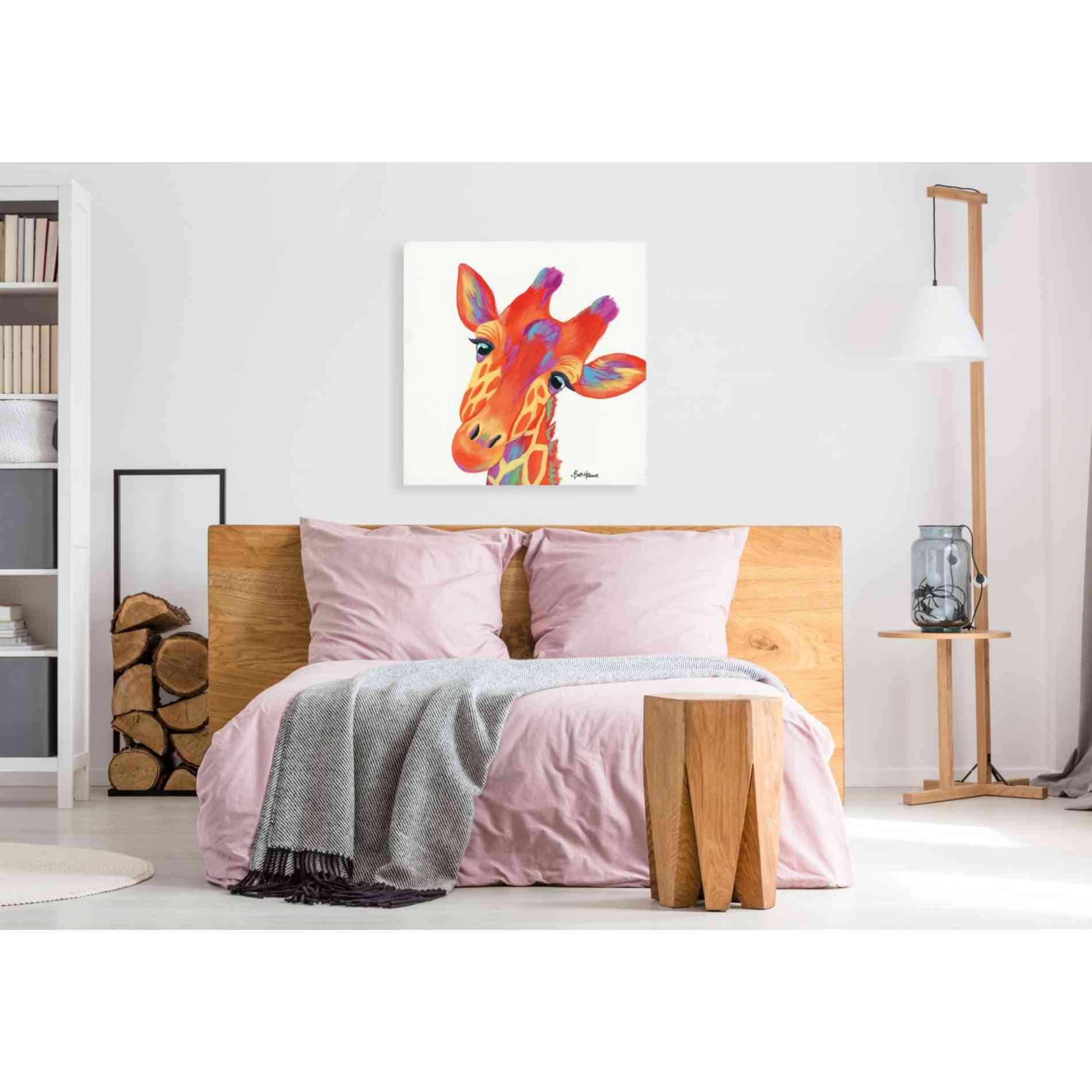 'Cheery Giraffe' by Britt Hallowell, Canvas Wall Art,37 x 37
