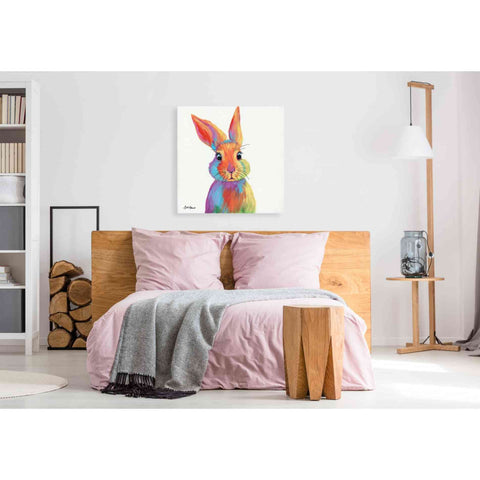 Image of 'Cheery Bunny' by Britt Hallowell, Canvas Wall Art,37 x 37