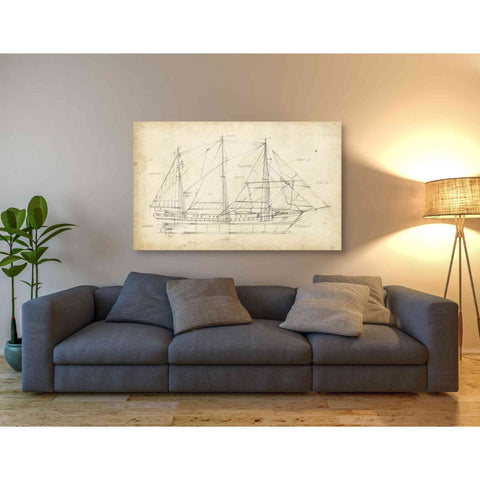 Image of 'Sailboat Blueprint II' by Ethan Harper Canvas Wall Art,54 x 40