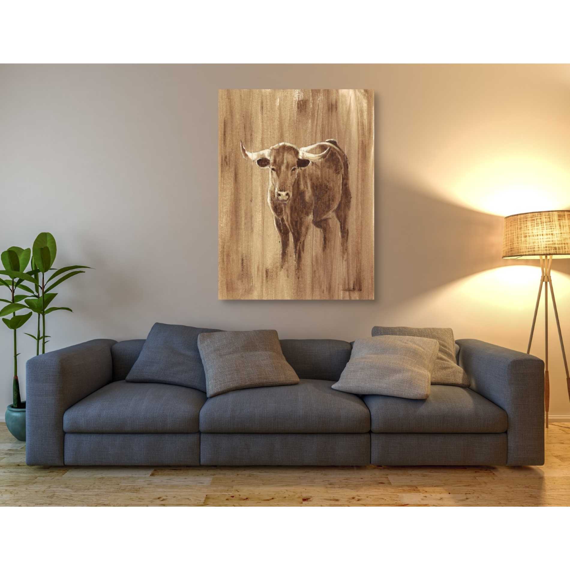 'Wood Panel Longhorn' by Ethan Harper Canvas Wall Art,40 x 54