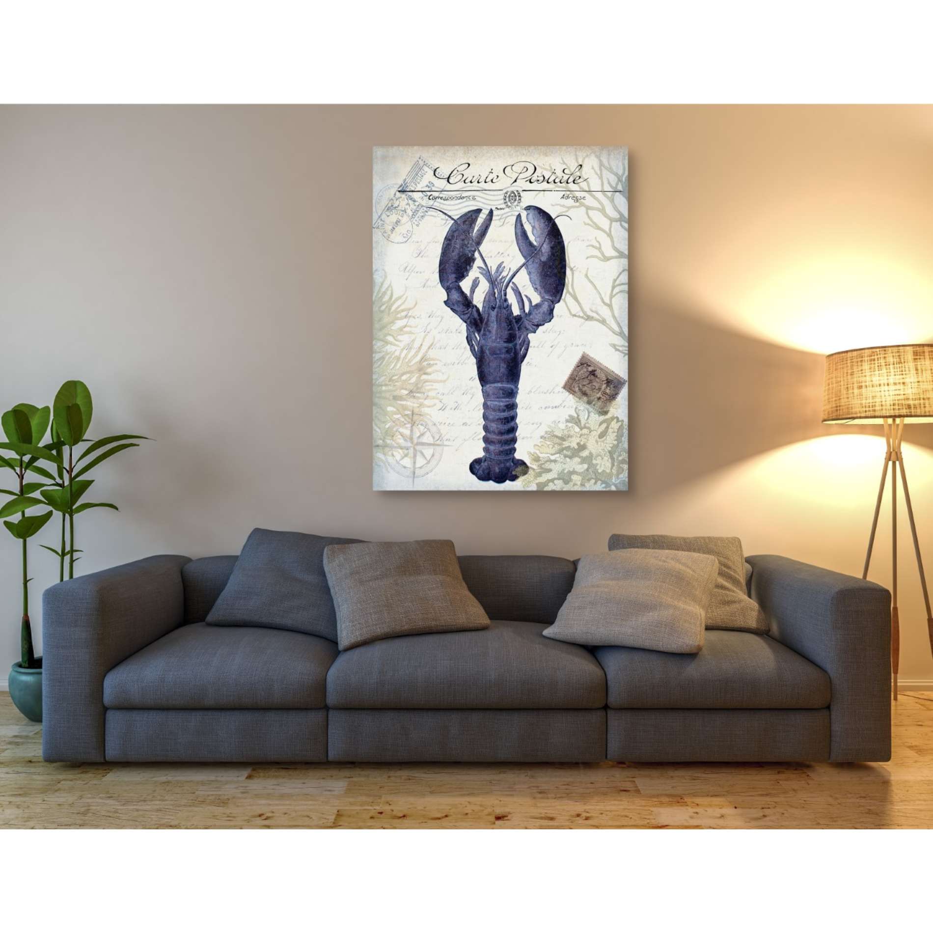 'Seaside Postcard Cream d,' by Fab Funky, Giclee Canvas Wall Art