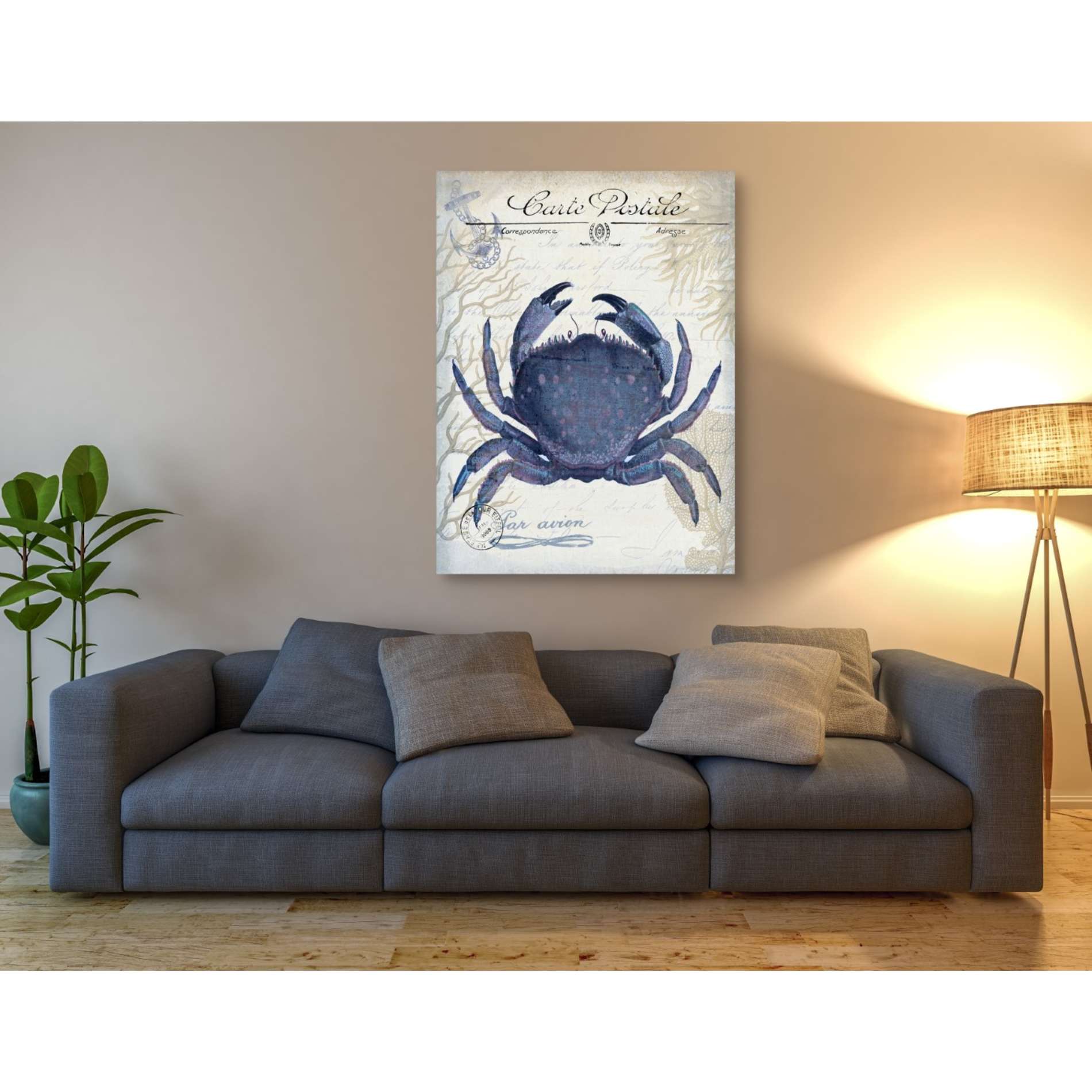 'Seaside Postcard Cream e,' by Fab Funky, Canvas Wall Art,40 x 54