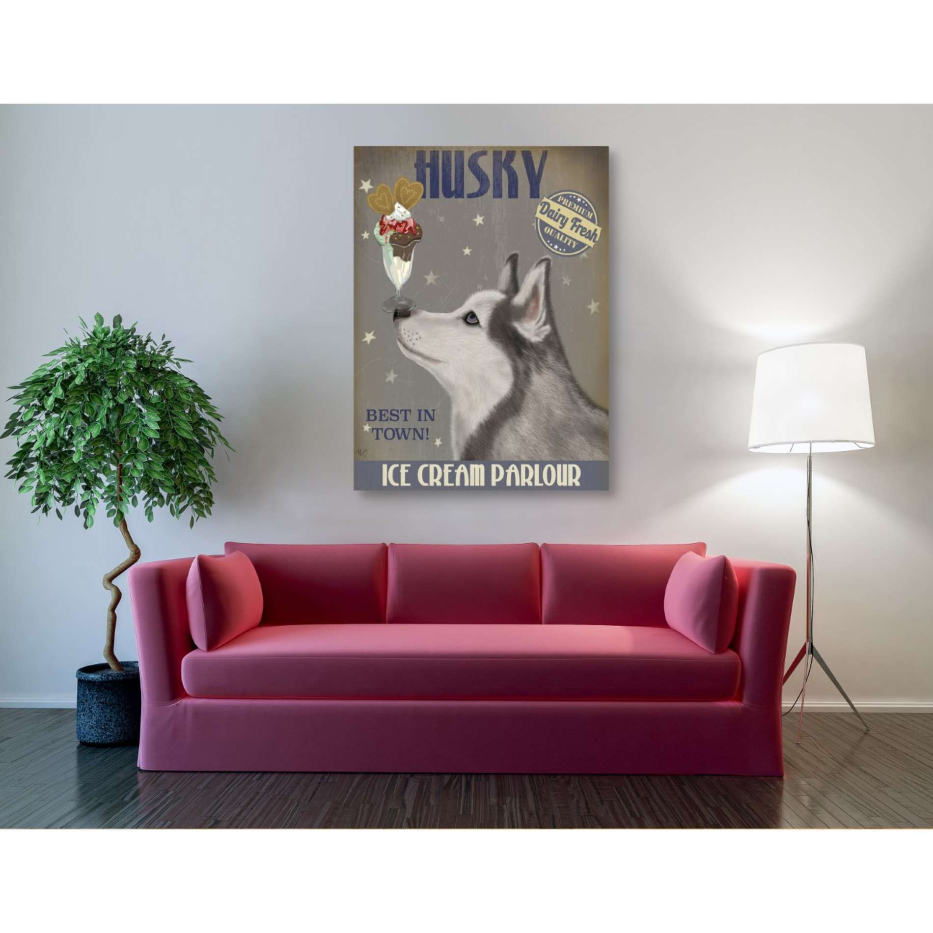 'Husky Ice Cream,' by Fab Funky, Giclee Canvas Wall Art