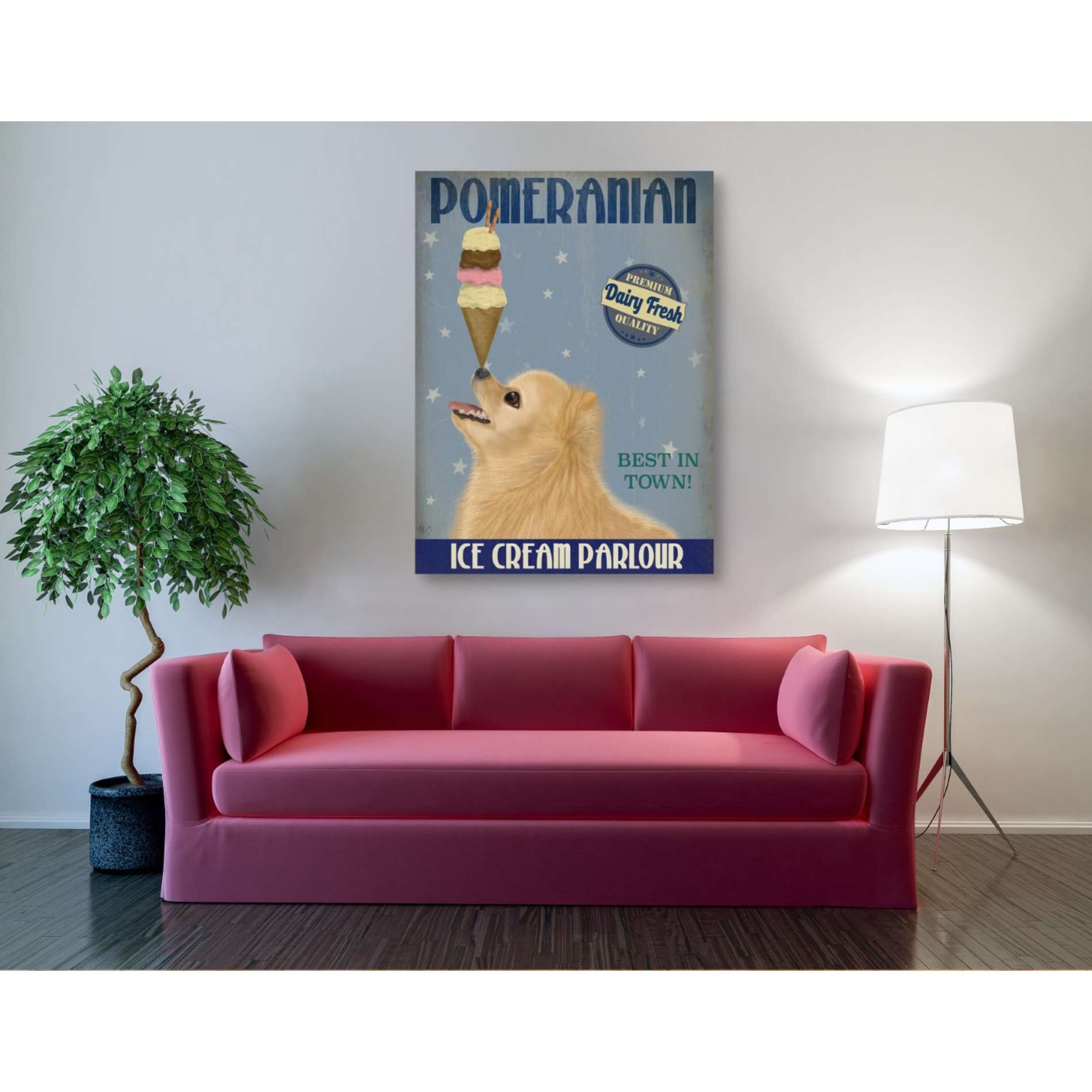 'Pomeranian Ice Cream,' by Fab Funky, Giclee Canvas Wall Art
