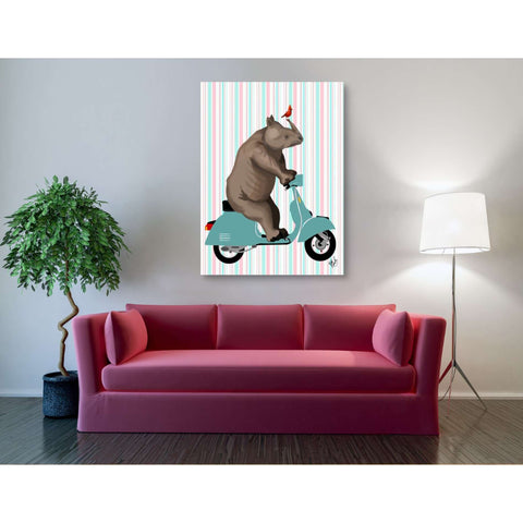 Image of 'Rhino on Moped,' by Fab Funky, Giclee Canvas Wall Art