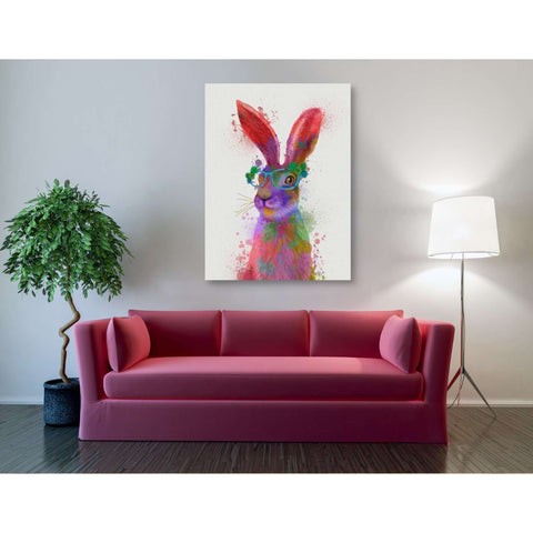 Image of 'Rainbow Splash Rabbit 2, Portrait' by Fab Funky, Giclee Canvas Wall Art