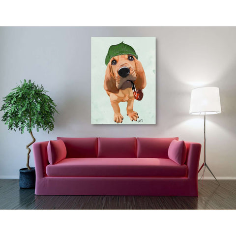 Image of 'Bloodhound Sherlock Holmes' by Fab Funky, Giclee Canvas Wall Art