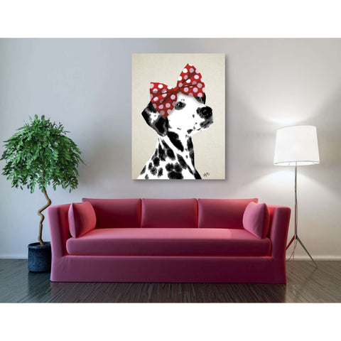 Image of 'Dalmatian With Red Bow' by Fab Funky, Giclee Canvas Wall Art