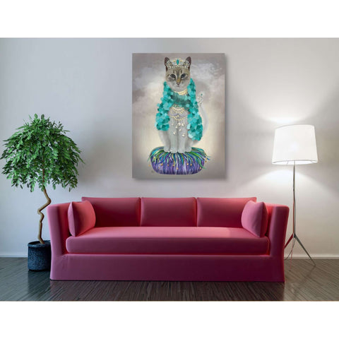 Image of 'Grey Cat With Bells, Full' by Fab Funky, Giclee Canvas Wall Art