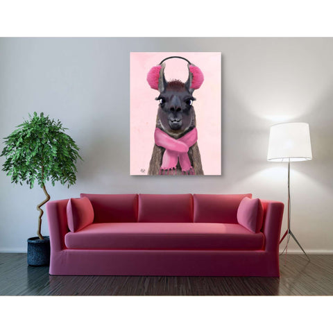 Image of 'Chilly Llama Pink' by Fab Funky, Giclee Canvas Wall Art