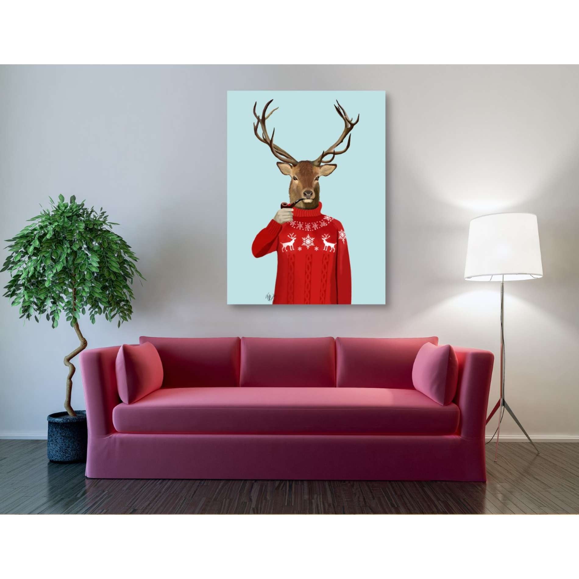 'Deer in Ski Sweater' by Fab Funky, Giclee Canvas Wall Art