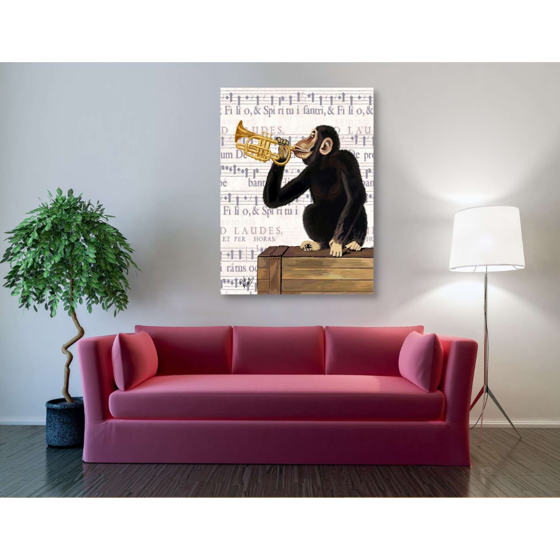 'Monkey Playing Trumpet' by Fab Funky, Giclee Canvas Wall Art