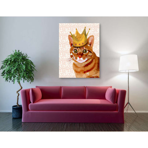 'Ginger Cat with Crown Portrait' by Fab Funky, Giclee Canvas Wall Art
