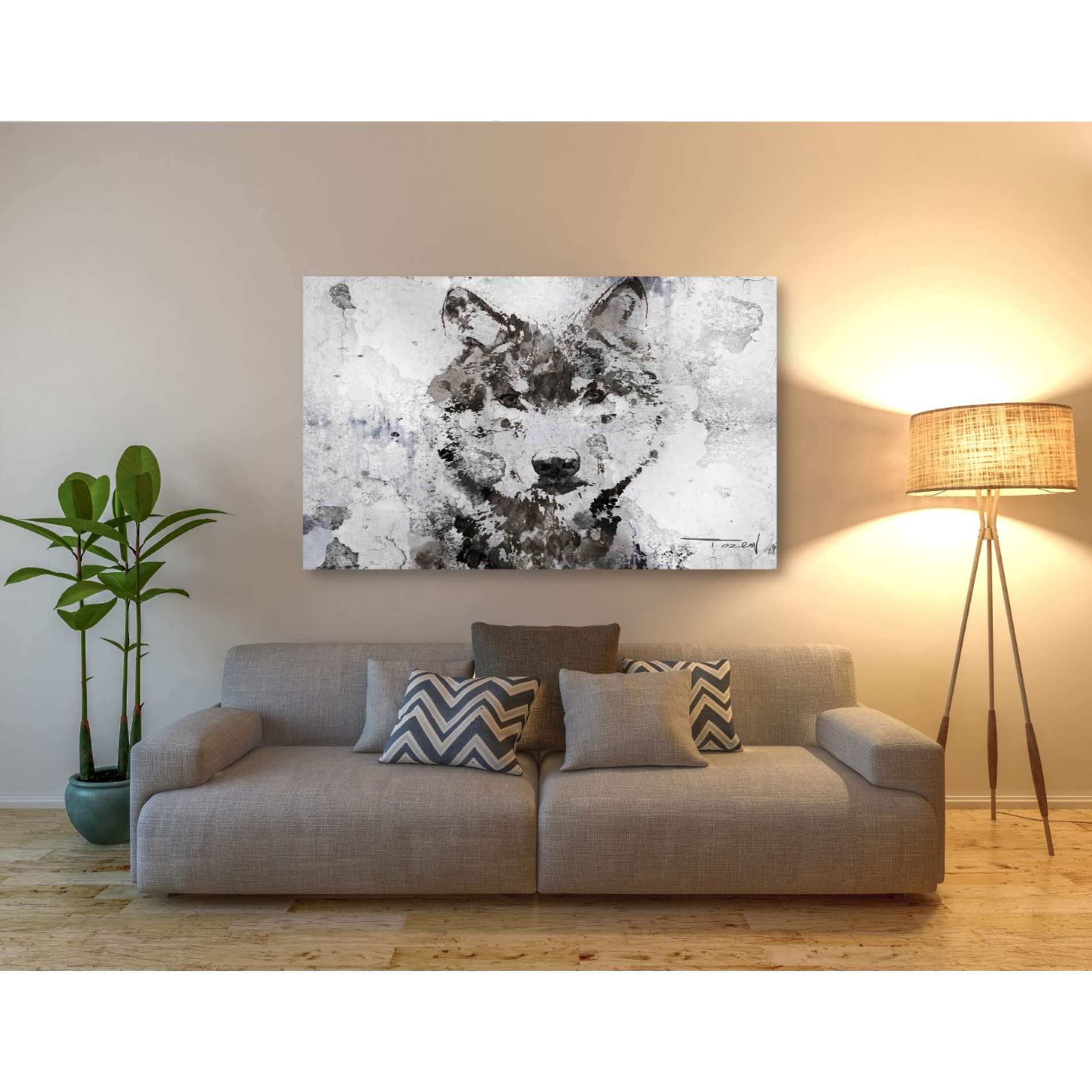 'Rustic Wolf Portrait 3' by Irena Orlov, Canvas Wall Art,54 x 40