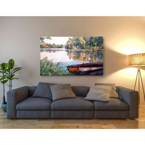 Image of 'Rowboat Pond Landscape' by Bluebird Barn, Canvas Wall Art,54 x 40