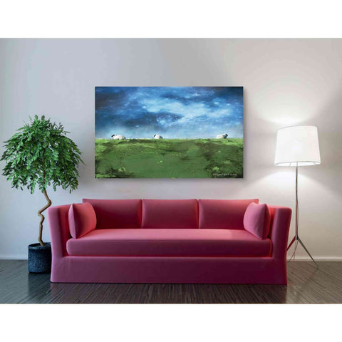 Image of 'Distant Hillside Sheep by Night' by Bluebird Barn, Canvas Wall Art,54 x 40