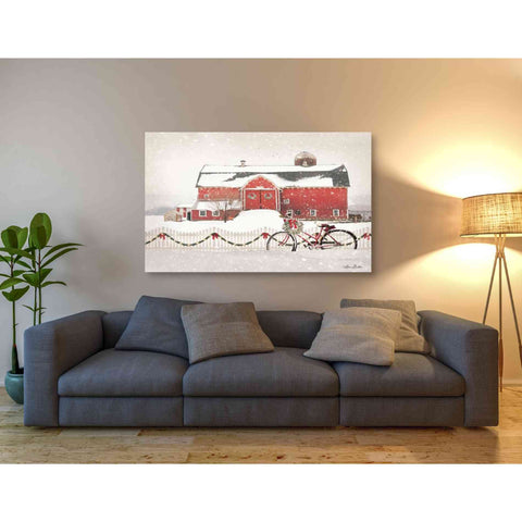 Image of 'Christmas Barn and Bike' by Lori Deiter, Canvas Wall Art,54 x 40
