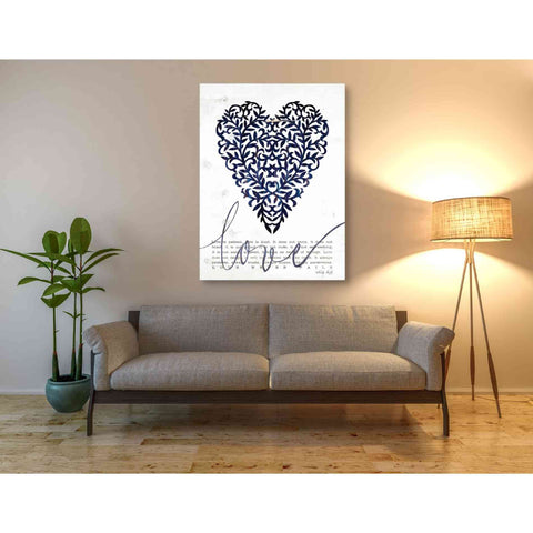 Image of 'Love Never Fails in Navy' by Cindy Jacobs, Canvas Wall Art,40 x 54