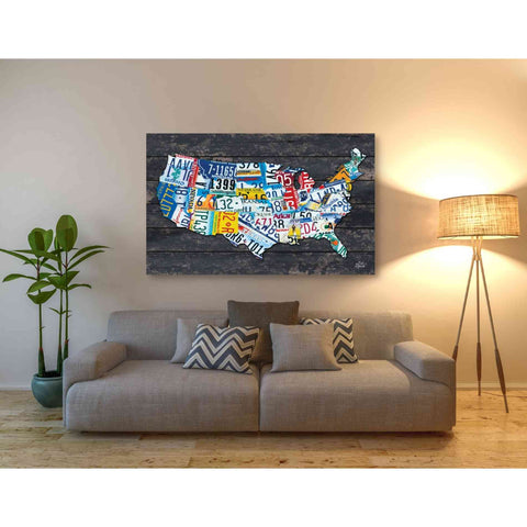 Image of 'USA License Plate Map' by Britt Hallowell, Canvas Wall Art,54 x 40