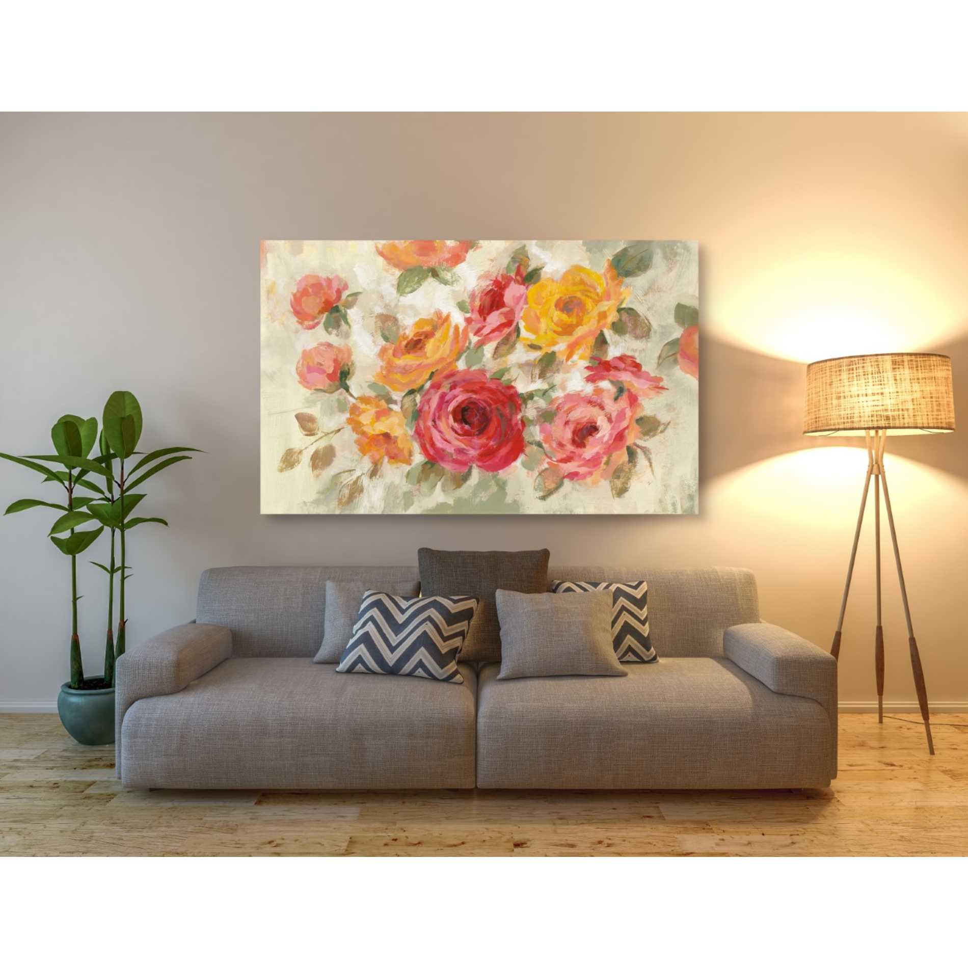 "Brushy Roses" by Silvia Vassileva, Canvas Wall Art,60 x 40