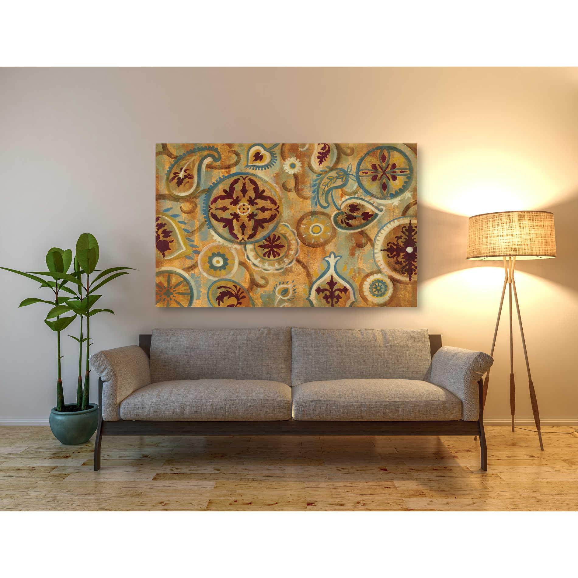 'Burnt Paisley and Mandalas' by Silvia Vassileva, Canvas Wall Art,60 x 40