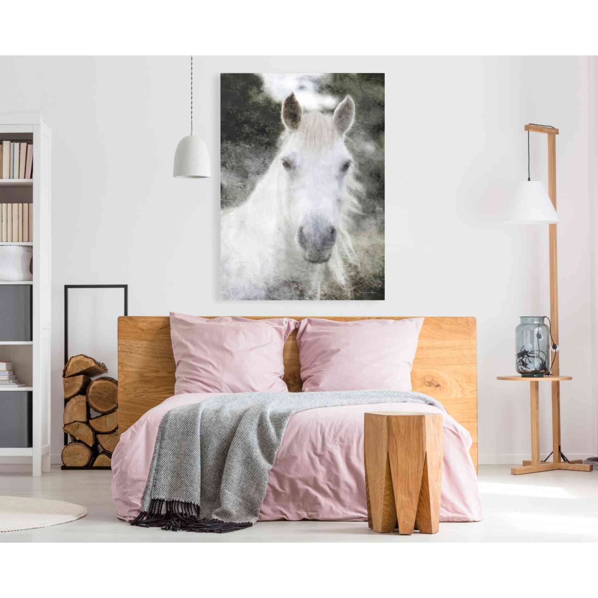 'White Horse Mystique' by Bluebird Barn, Canvas Wall Art,40 x 60