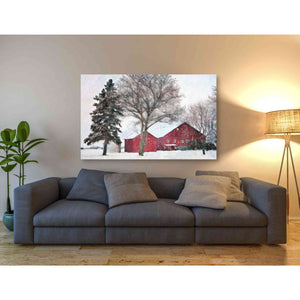 'Snowy Barn' by Bluebird Barn, Canvas Wall Art,60 x 40