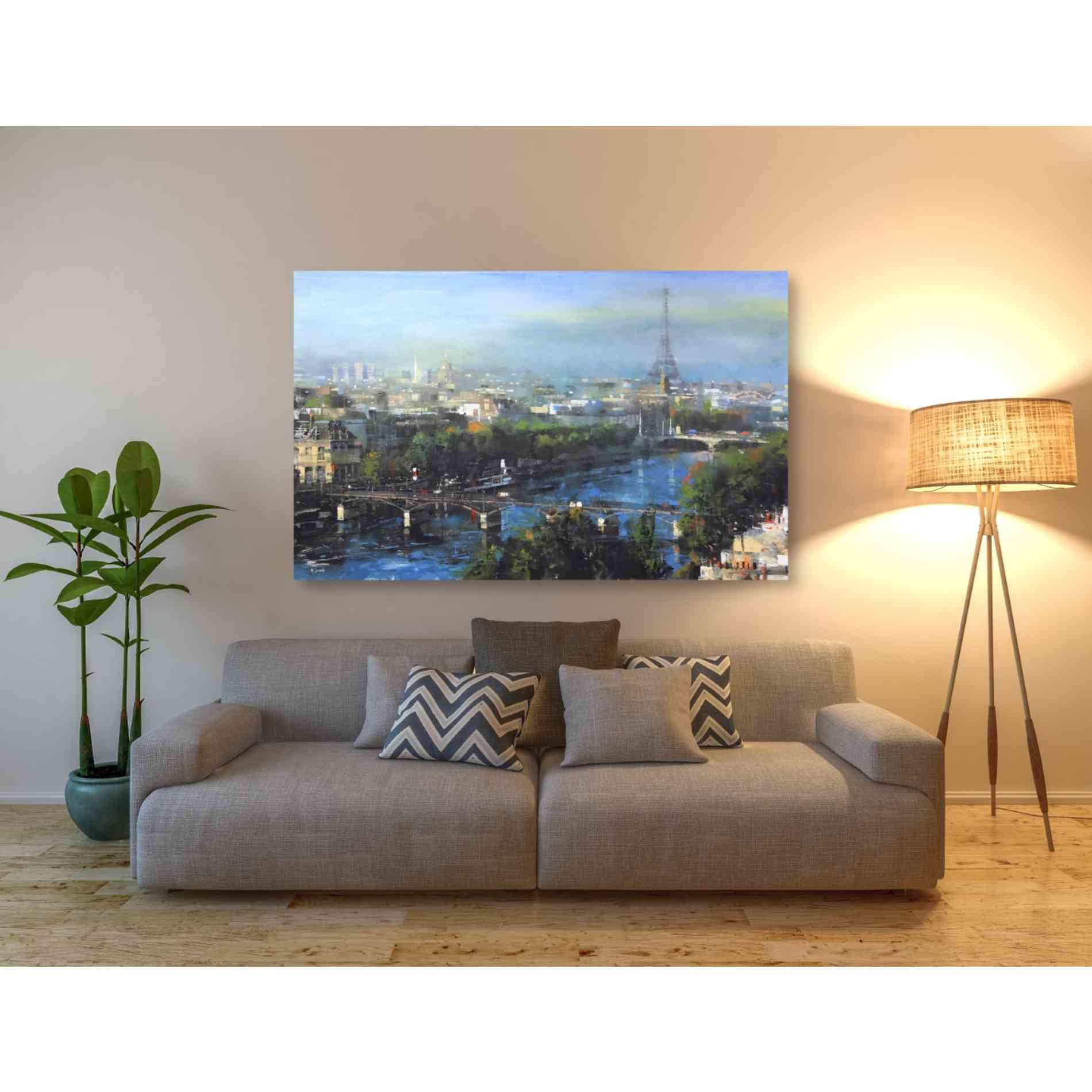 'Paris Pedestrian Bridge' by Mark Lague, Canvas Wall Art,60 x 40