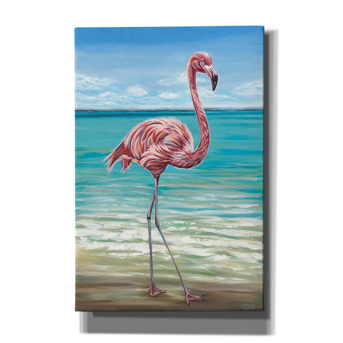 Image of 'Beach Walker Flamingo I' by Carolee Vitaletti, Giclee Canvas Wall Art